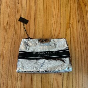 NWT Kendall & Kylie Metallic Silver Travel Cosmetic Bag
